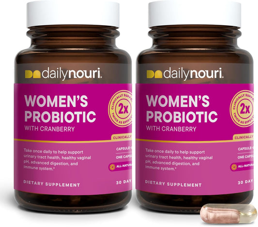Nouri Daily Women’s Probiotic | Supports Vaginal pH, Urinary Tract, Digestive & Immune Health | 5 Clinically Studied Strains + Cranberry & Vegan Omega Oil | 30-Day Supply