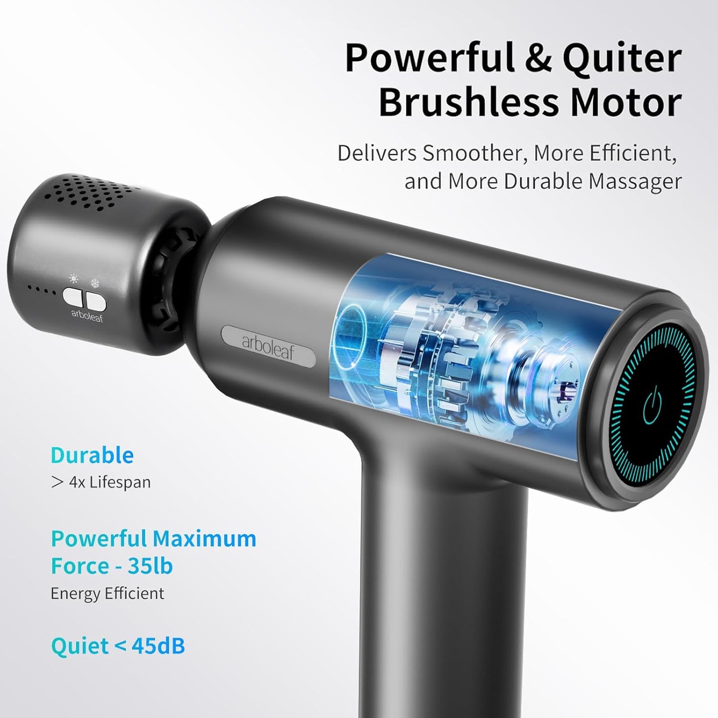 arboleaf Thermacool Massage Gun with Heat and Cold, 6 Speeds Muscle Massage Gun Deep Tissue with Case, Powerful Percussion Massager for Home Gym Office Muscle Back Pain Relief, Gift