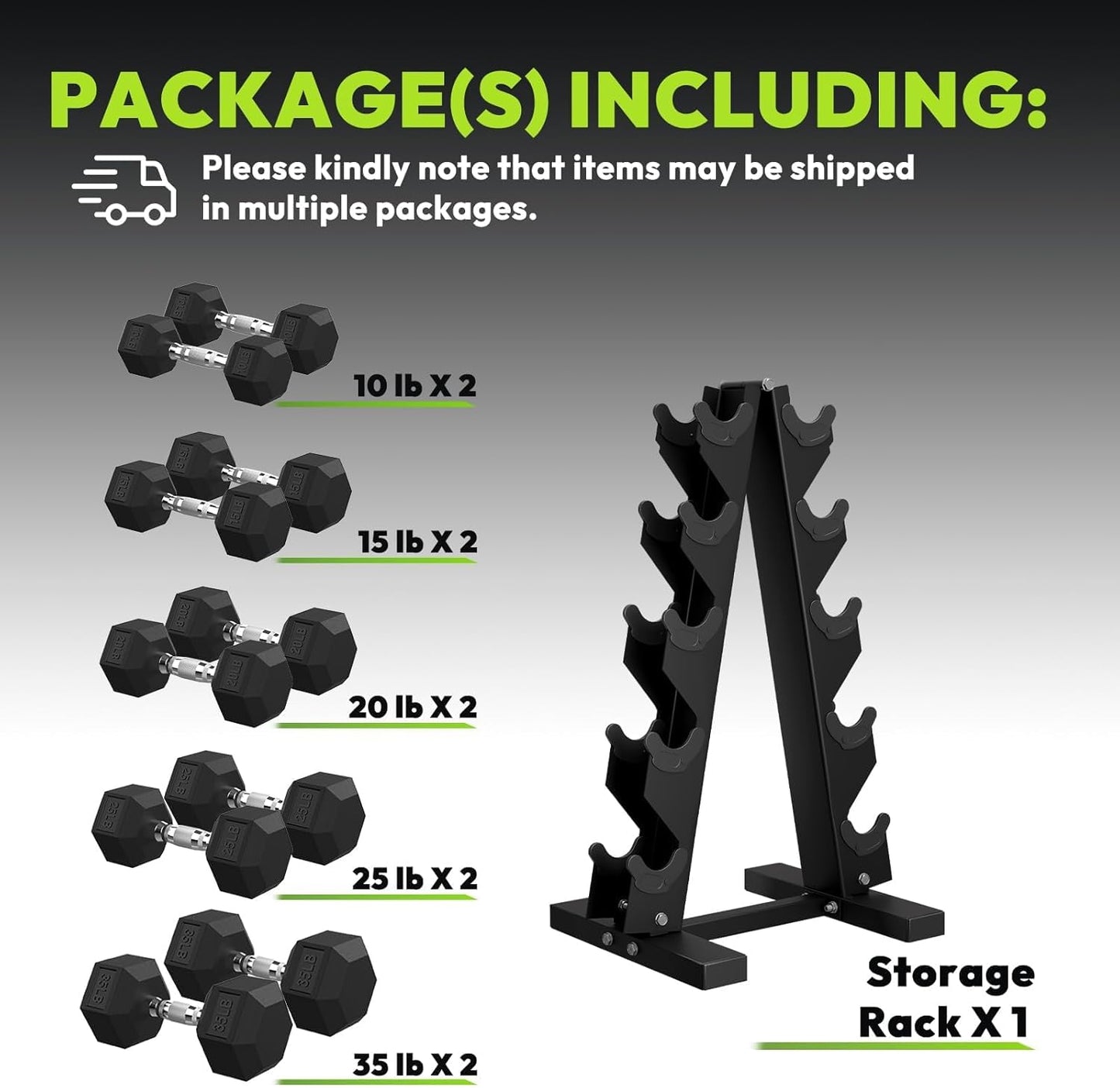 Hex Dumbbell Sets with Rack, 60-550 lb Rubber Encased Exercise & Fitness Dumbbells Set with Rack Option, Hand Weight for Strength Training, Weight Dumbbells