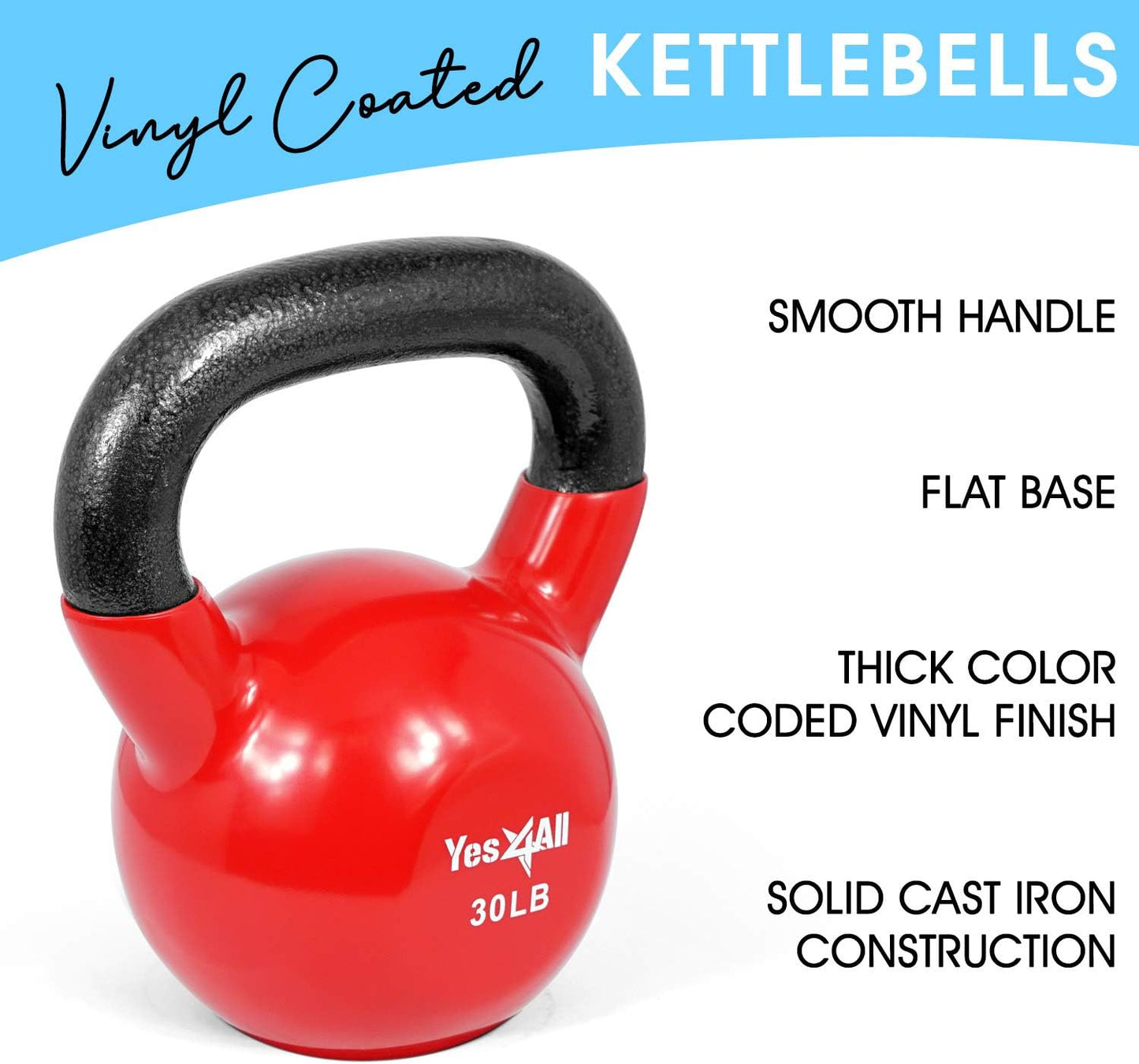 Yes4All Kettlebell Set Vinyl Coated Weights Combo for Full Body Workout Equipment Push up, Grip Strength Training, Dumbbell Weights Exercises