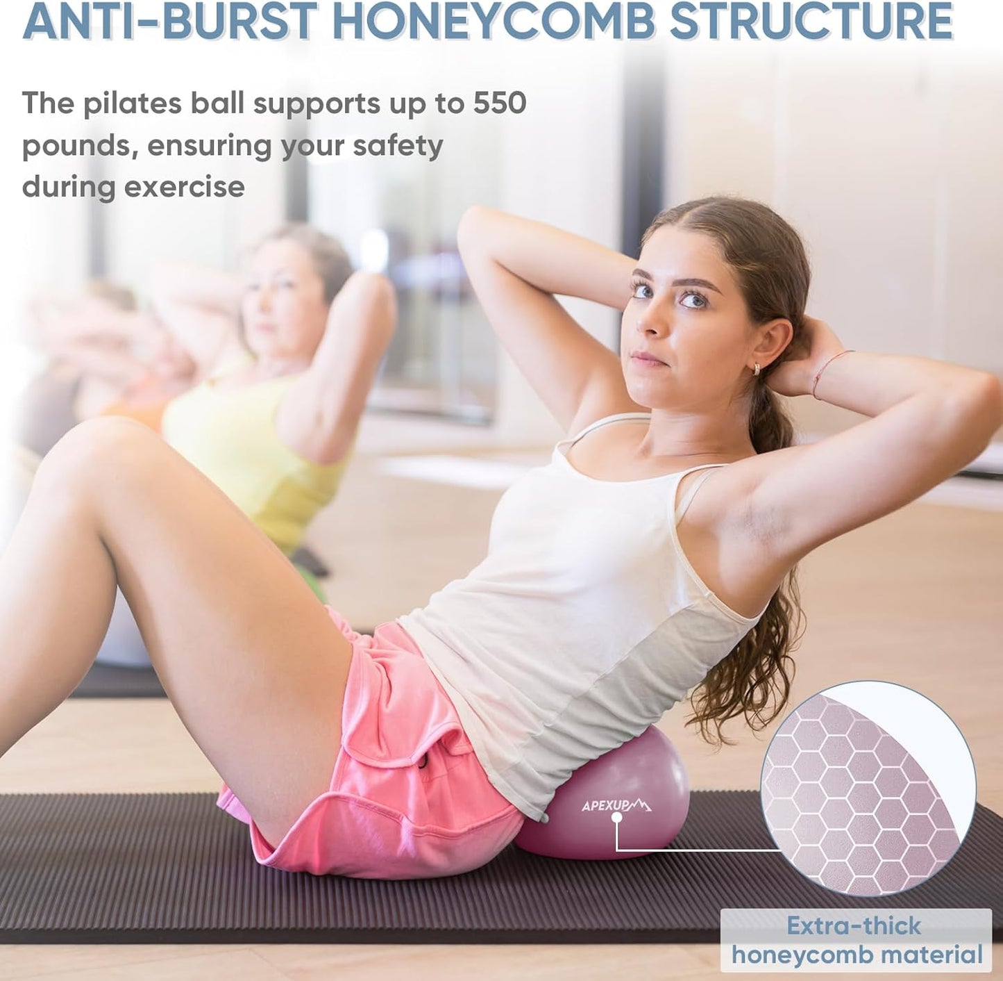 APEXUP Yoga & Pilates Ball - Anti Slip Heavy Duty Gym Ball for Fitness, Balance & Core Workout