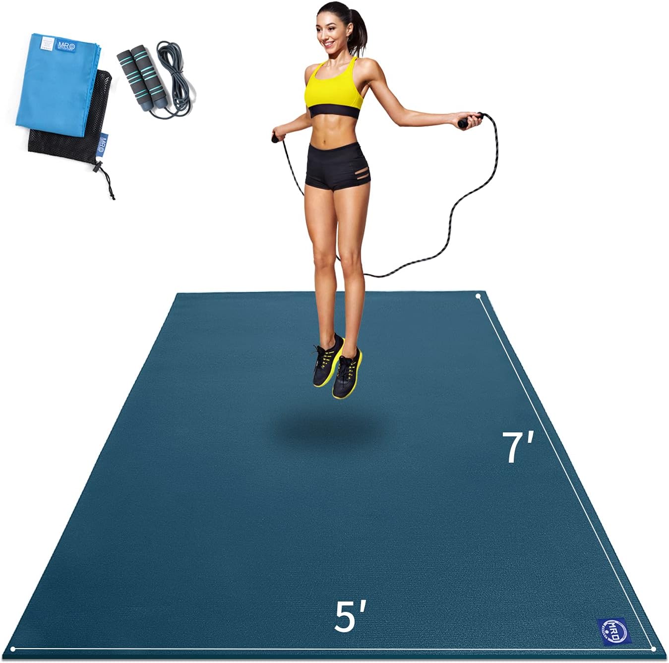 MRO Extra Large Exercise Mat 12'x7'/9'x7'/7'x7'/7'x5'(7mm), High-Density Workout Mats for Home Gym Flooring, Non-Slip, Extra Thick Durable Cardio Mat, Ideal for Plyo, MMA, Jump Rope - Shoe Friendly