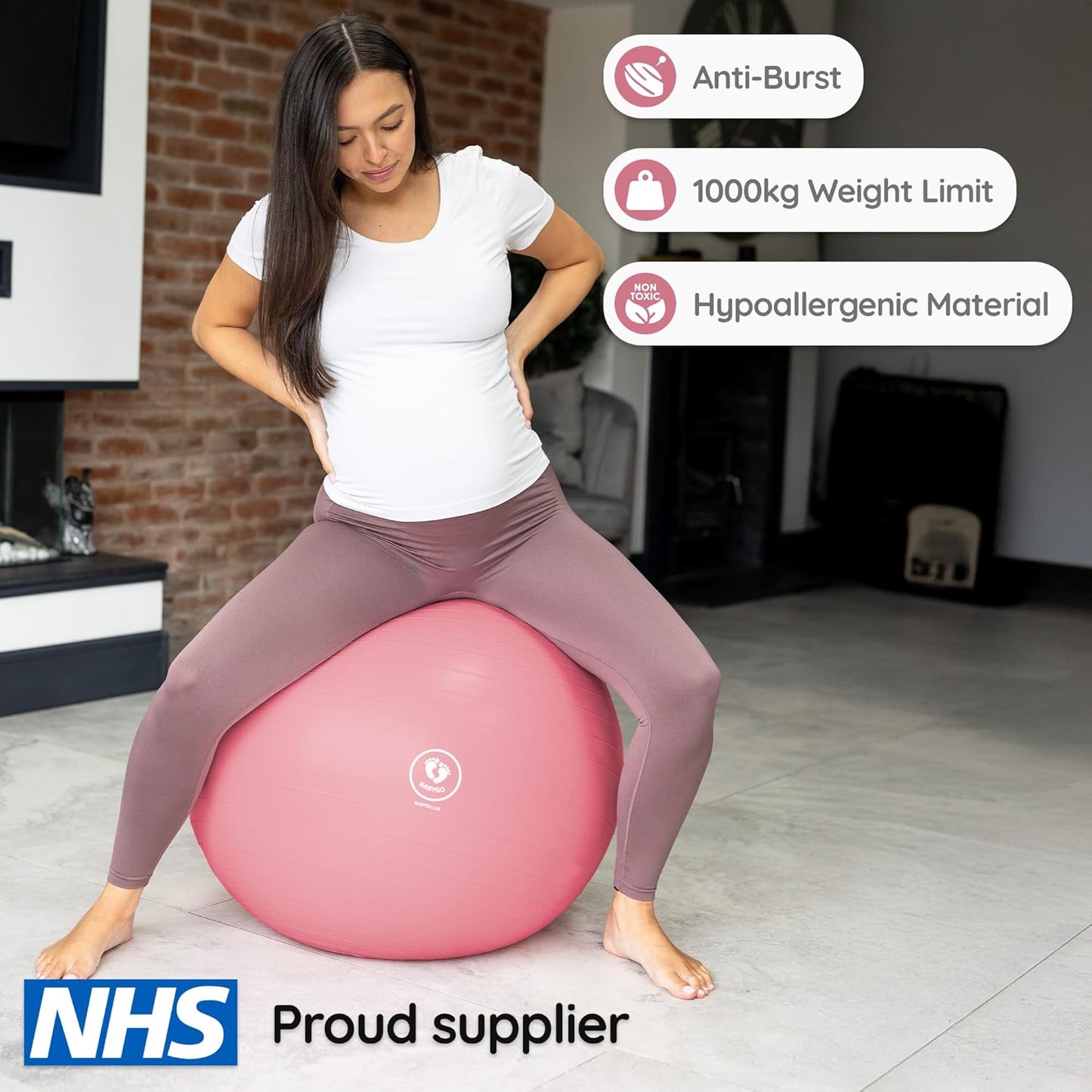 BABYGO® Birthing Ball for Pregnancy & Labor + Our Award Winning Book - Exercise, Birth & Recovery Plan, 5X Stronger Than a Yoga Ball with Eco Friendly Material