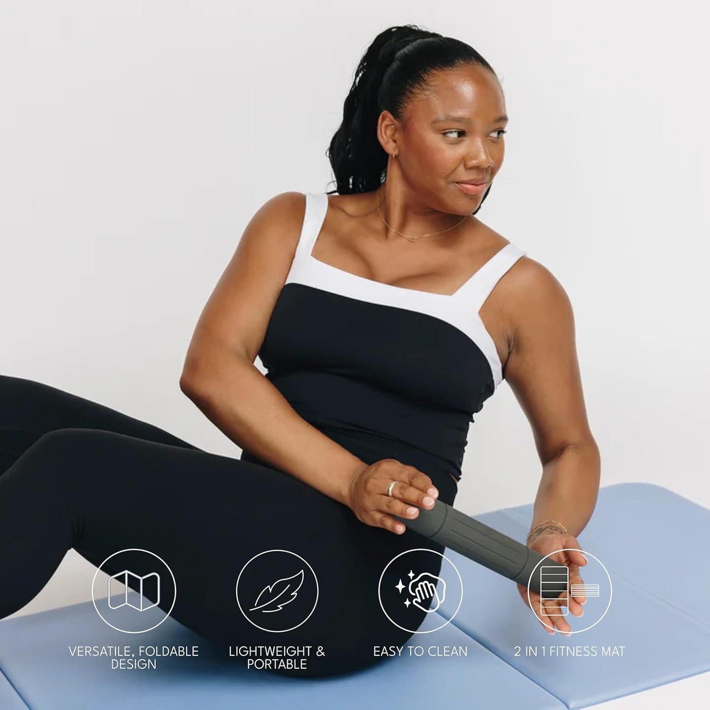 Foldable Multi-Purpose Fitness & Yoga/Pilates Mat, Workout Mat with Non-Slip Surface, Portable & Lightweight, For Studio or Home Use, As Seen on Shark Tank