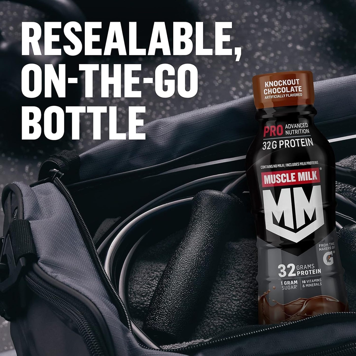 Muscle Milk Pro Advanced Nutrition Protein Shake, Slammin' Strawberry, 11.16 Fl Oz (Pack of 12), 32g Protein, 1g Sugar, 16 Vitamins & Minerals, 5g Fiber