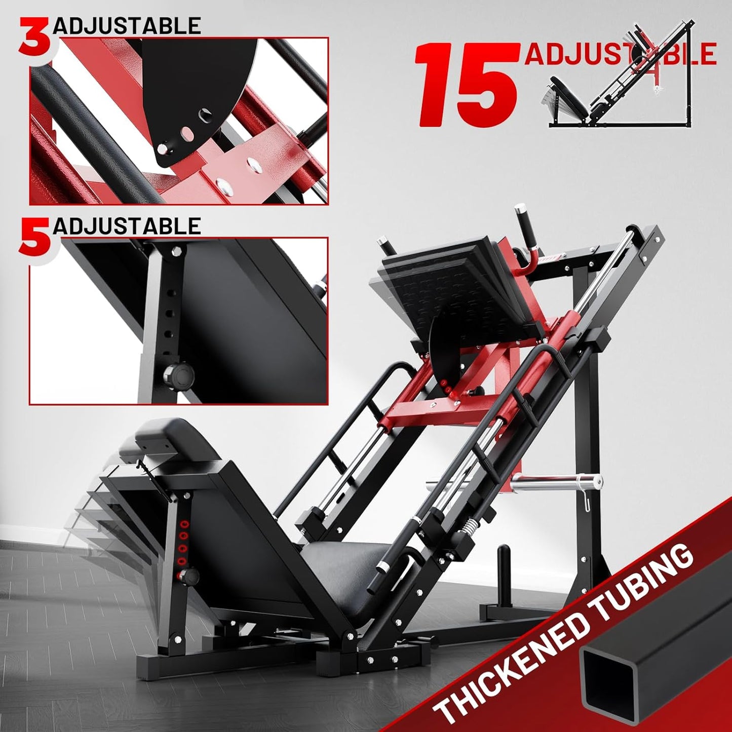 RitFit Leg Press Hack Squat Machine, Professional Adjustable Leg Press Machine for Home Gym with Linear Bearing, Specialty Hack Squat Machine for Full Lower Body Workout with Weight Storage Posts