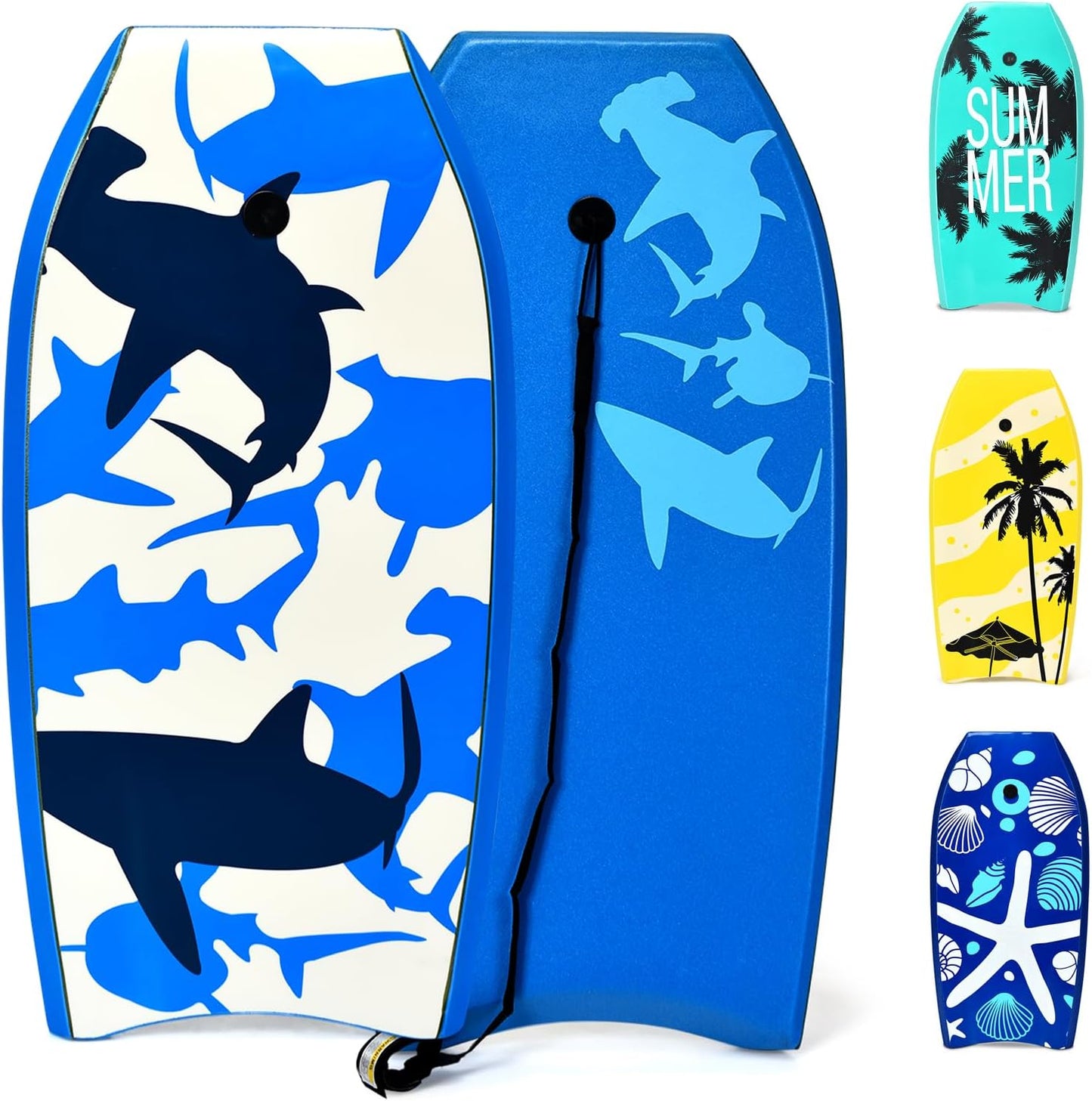 KOTEK 33/37/41 Inch Body Board with Wrist Leash, EPS Core, Dual Channel, HDPE Slick Bottom, Bodyboard for All Skill Levels & Wave Conditions