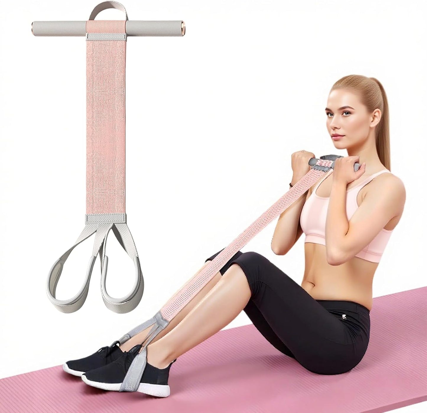 Foot Pedal Resistance Bands with Handles - 150LB Pedal Ankle Puller - Elastic Yoga Pedal Puller Stretch Fitness Band for Exercise/AB Training/Auxiliary Device Sit Up Exercise Equipment for Women Men
