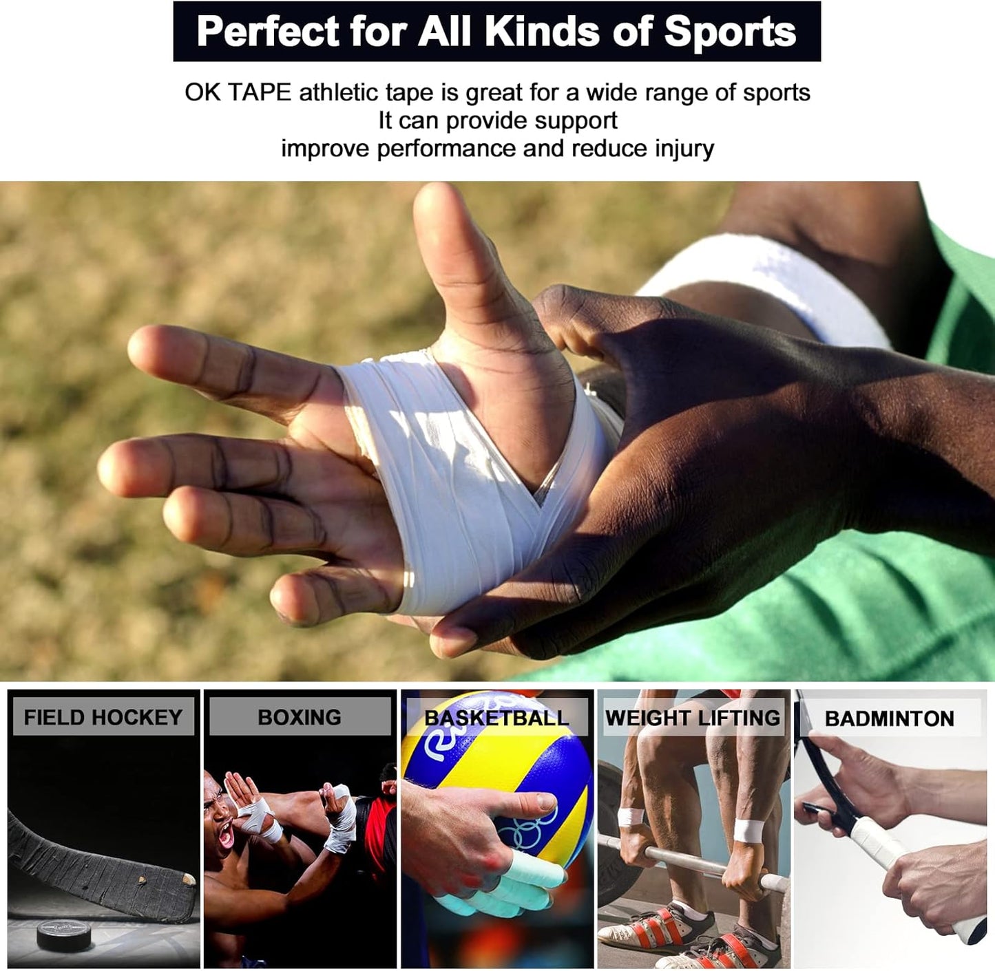 OK TAPE Athletic Sports Tape（4 Packs) - 45ft Per Roll Very Strong Tape for Athlete & Sport Trainers & First Aid Injury Wrap, Perfect for Fingers Ankles Wrist on Bat, Hockey Stick - Dark Blue