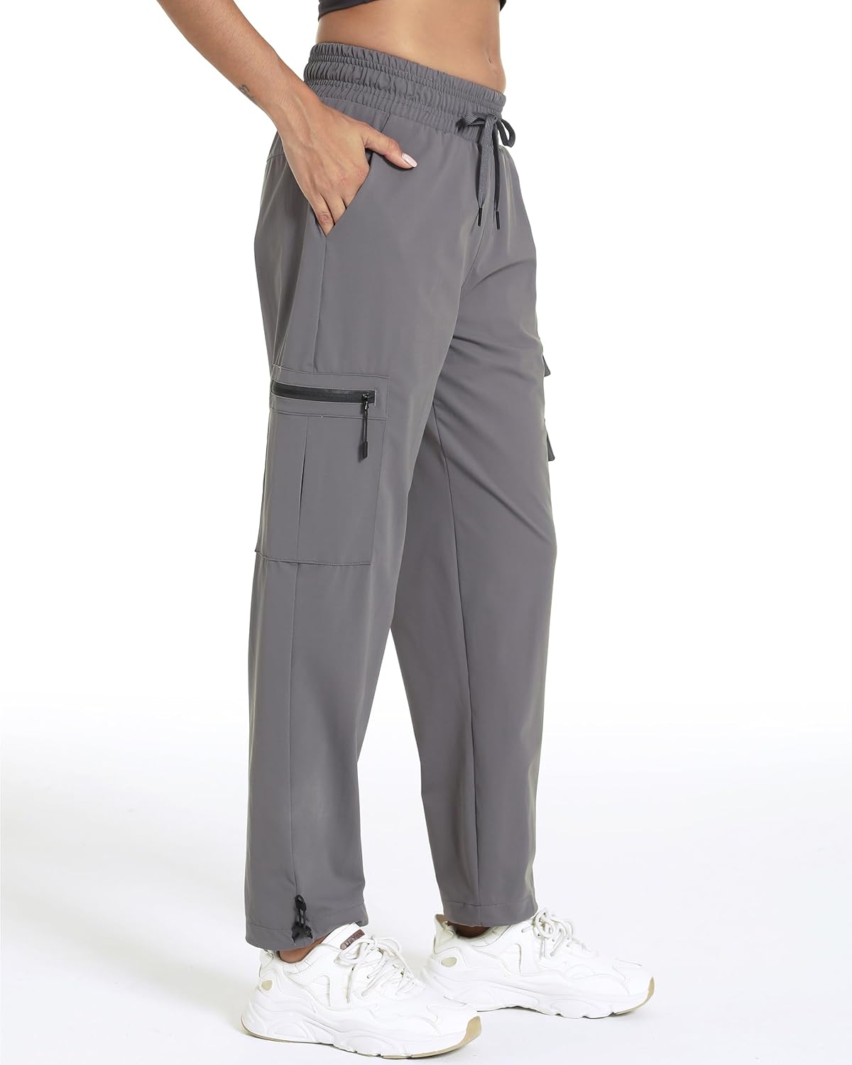 Women's Lightweight Hiking Joggers with Pockets - Water Resistant Cargo Pants for Outdoor Workouts Camping