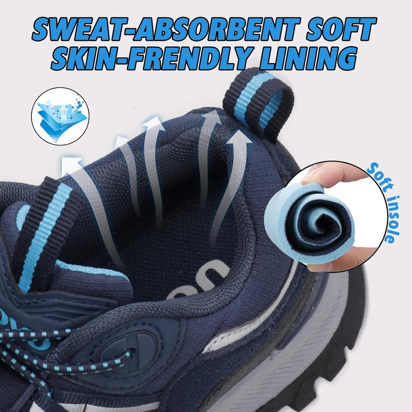 UOVO Boys Girls Hiking Shoes Kids Waterproof Running Trail Fashion Sneakers Breathable Lightweight Non-Slip Outdoor Walking Sports Shoe(Little/Big Kids)