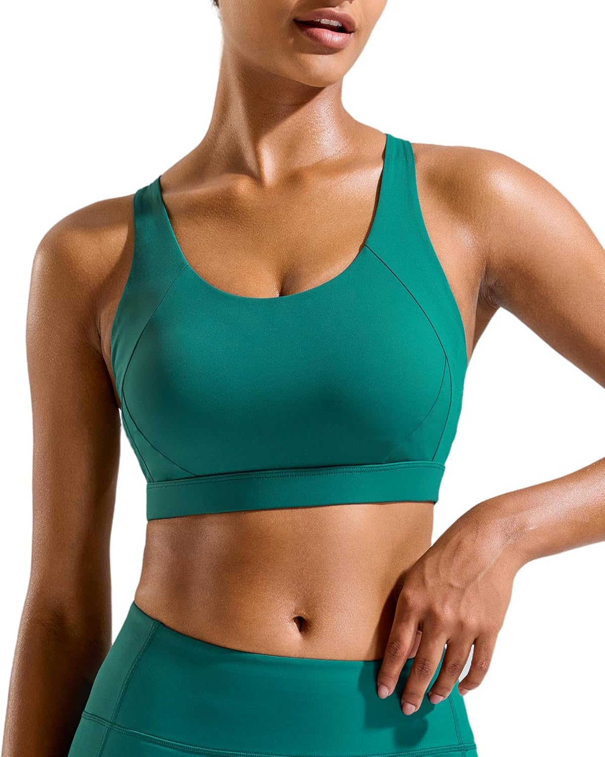 RUNNING GIRL Sports Bra for Women High Support Molded Cup Strappy Running Sports Bras with Sewn in Pads
