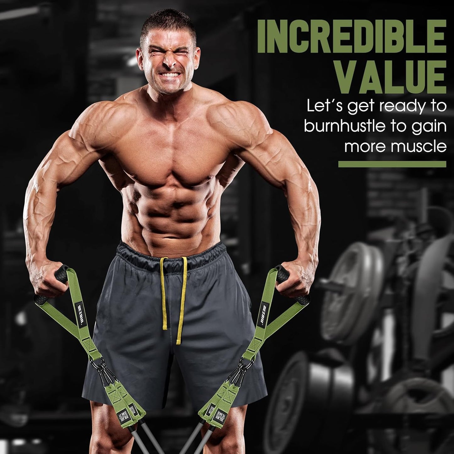 Heavy Resistance Bands for Working Out, 300lbs/360lb/420lb Exercise Bands Workout Bands with Handles, Door Anchor, Ankle Straps, Home Gym Workout Equipment for Men Fitness Strength Training Stretching