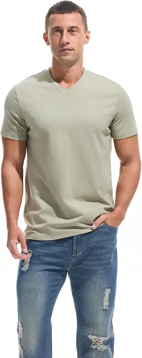 VEIISAR Premium V Neck T Shirts for Men - Modern Fitted Tees Vneck Undershirts