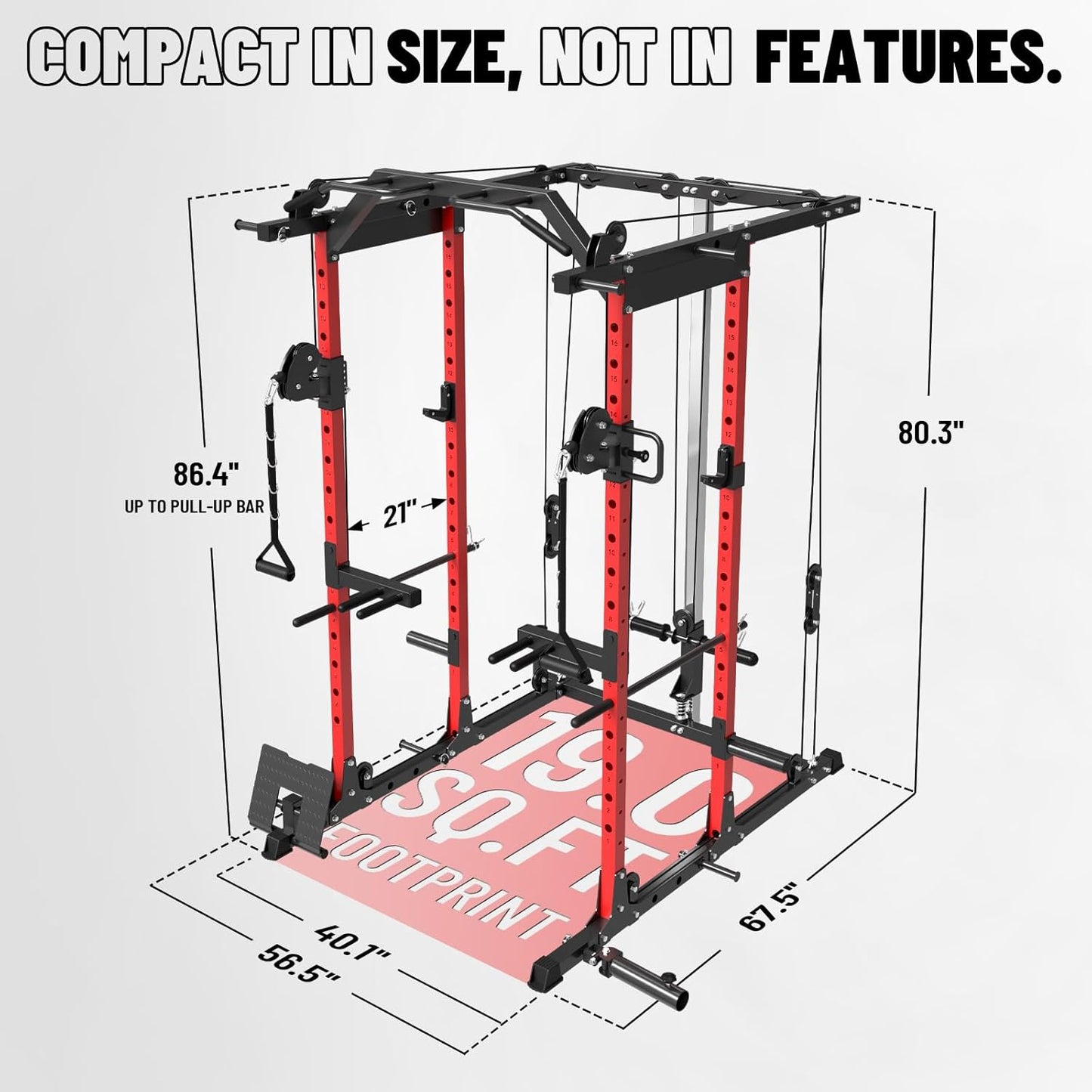 Mikolo Power Cage, Power Rack with Cable Crossover System, 1500LBS Squat Rack with LAT Pull Down System, Workout Cage with Pulley System for Fitness Home Gym