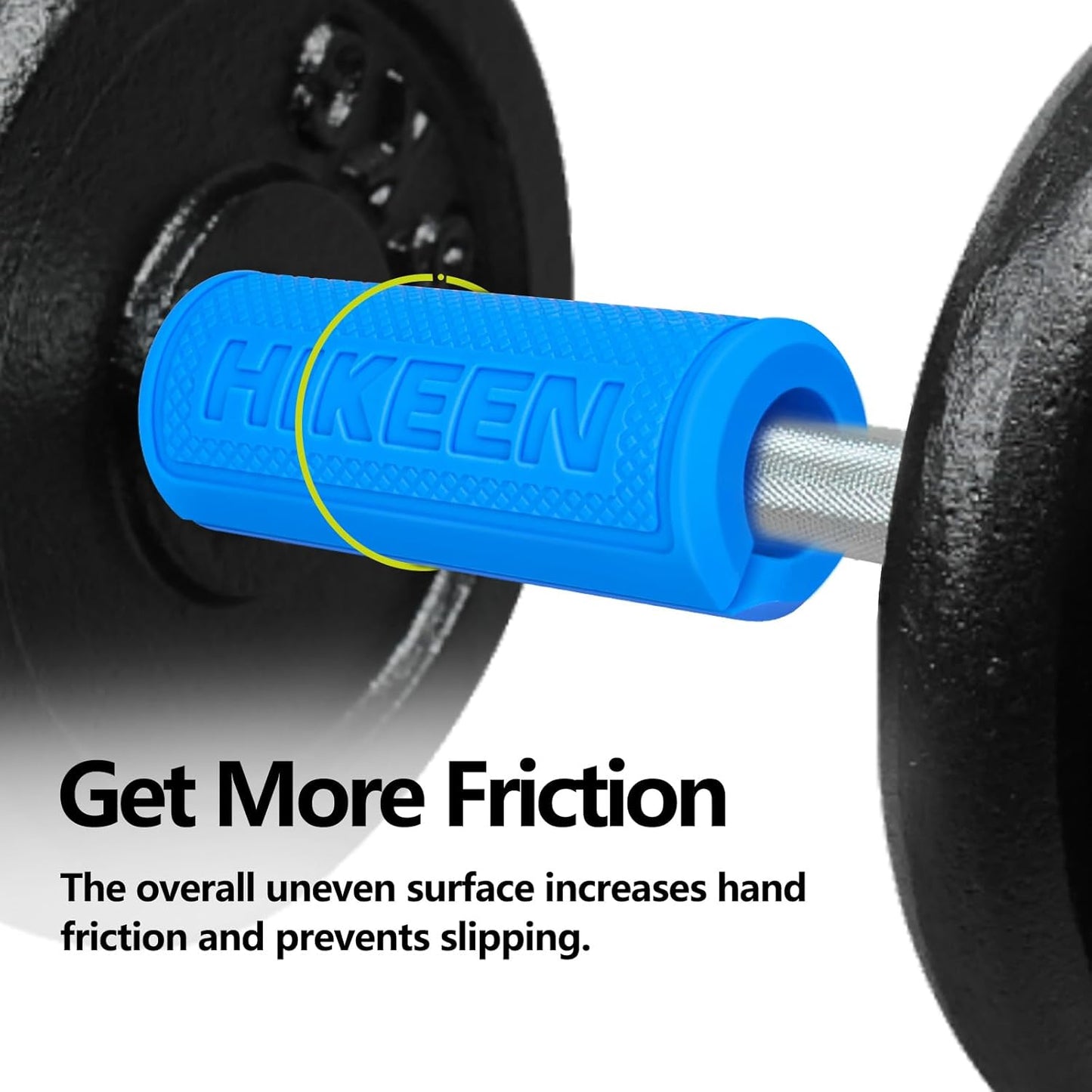 Hikeen Thick Bar Dumbbell Grips,Non Slip Hard Rubber Barbell Grips,Grips for Weight Lifting, Muscle Building-1.77", 2", 2.25" & 2.75" Outer Diameter