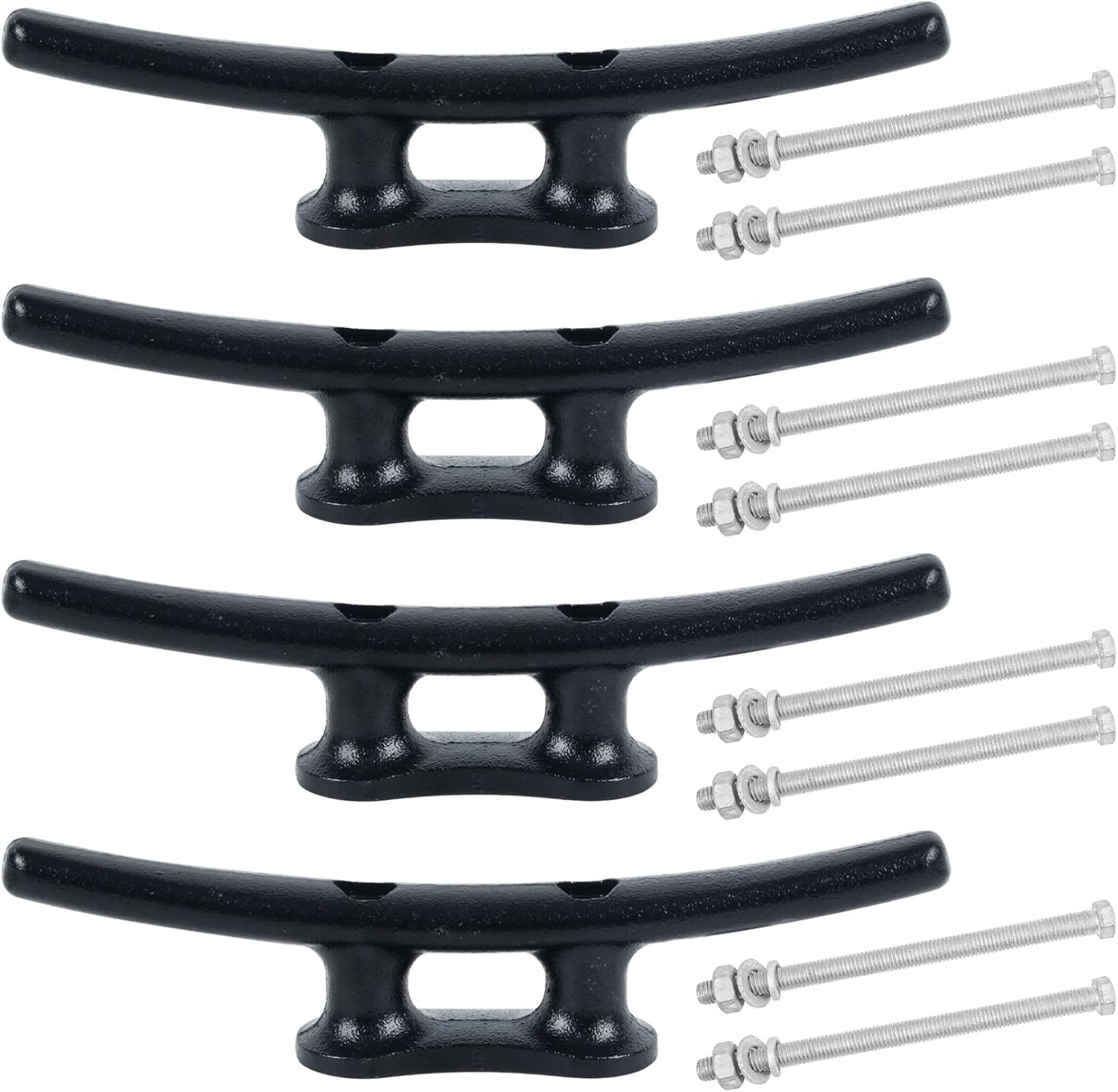 Dock Cleats 6/8/10 inch With Hardware,Electrophoretic Coated Black Boat Cleat Dock Boat Cleats,Rope Cleat Boat Dock Cleats Ideal for Boat Docks, Decks, Piers for Tying up Boats (2,4,6,8,12 Pack)