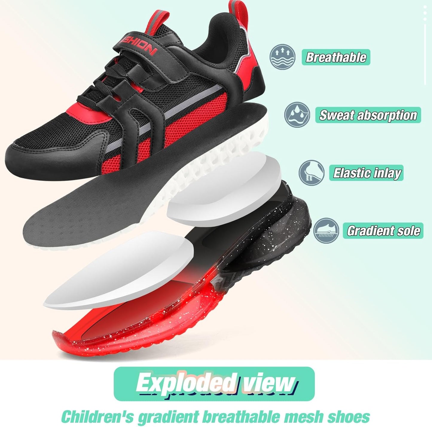 WETIKE Boy's Shoes Mesh Slip on Lightweight Running Sneakers