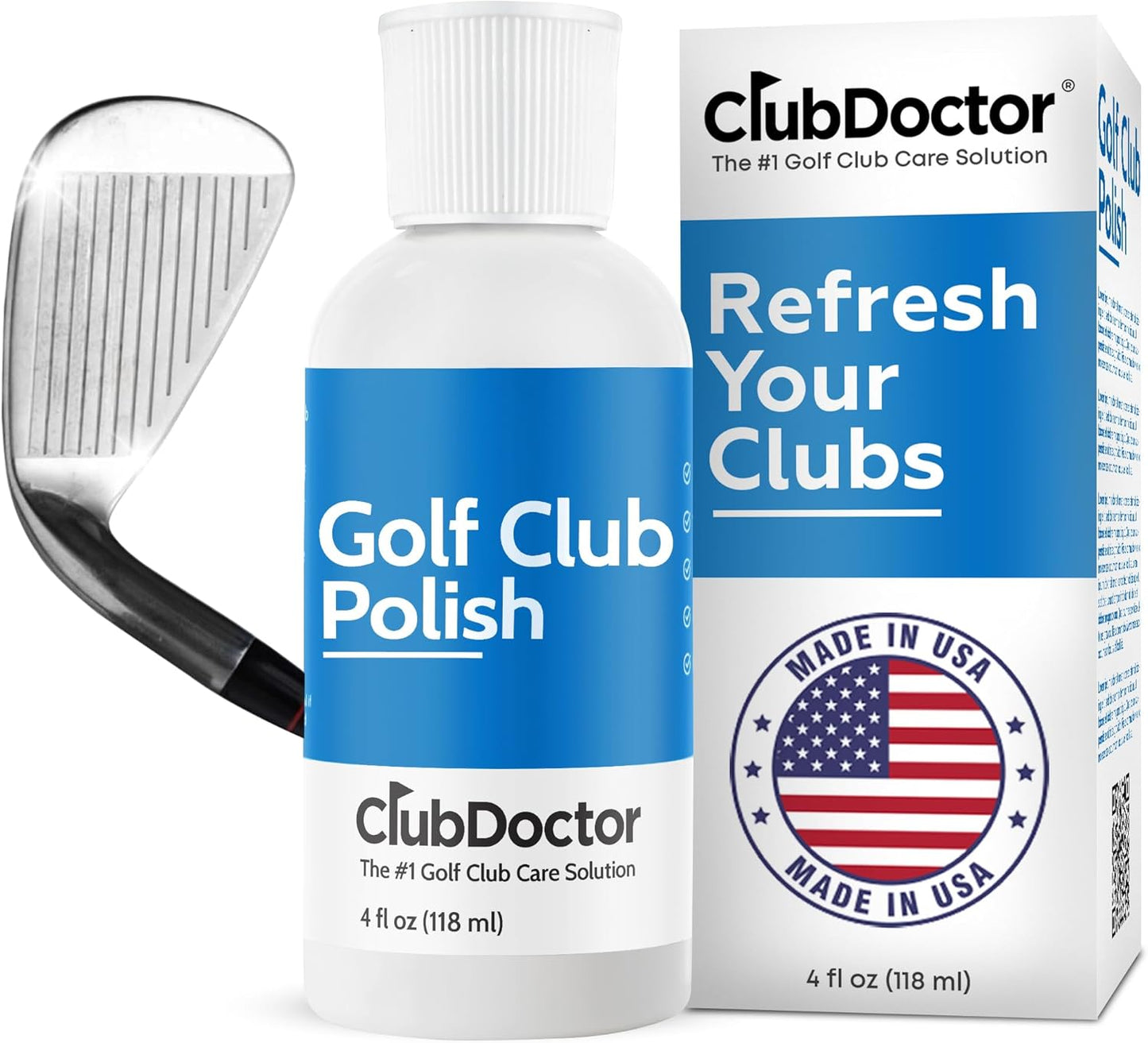 Club Doctor Golf Club Polish, Made in USA for Golfers, Restores, Shines, Polishes - Works on Drivers, Irons, Putters, Woods