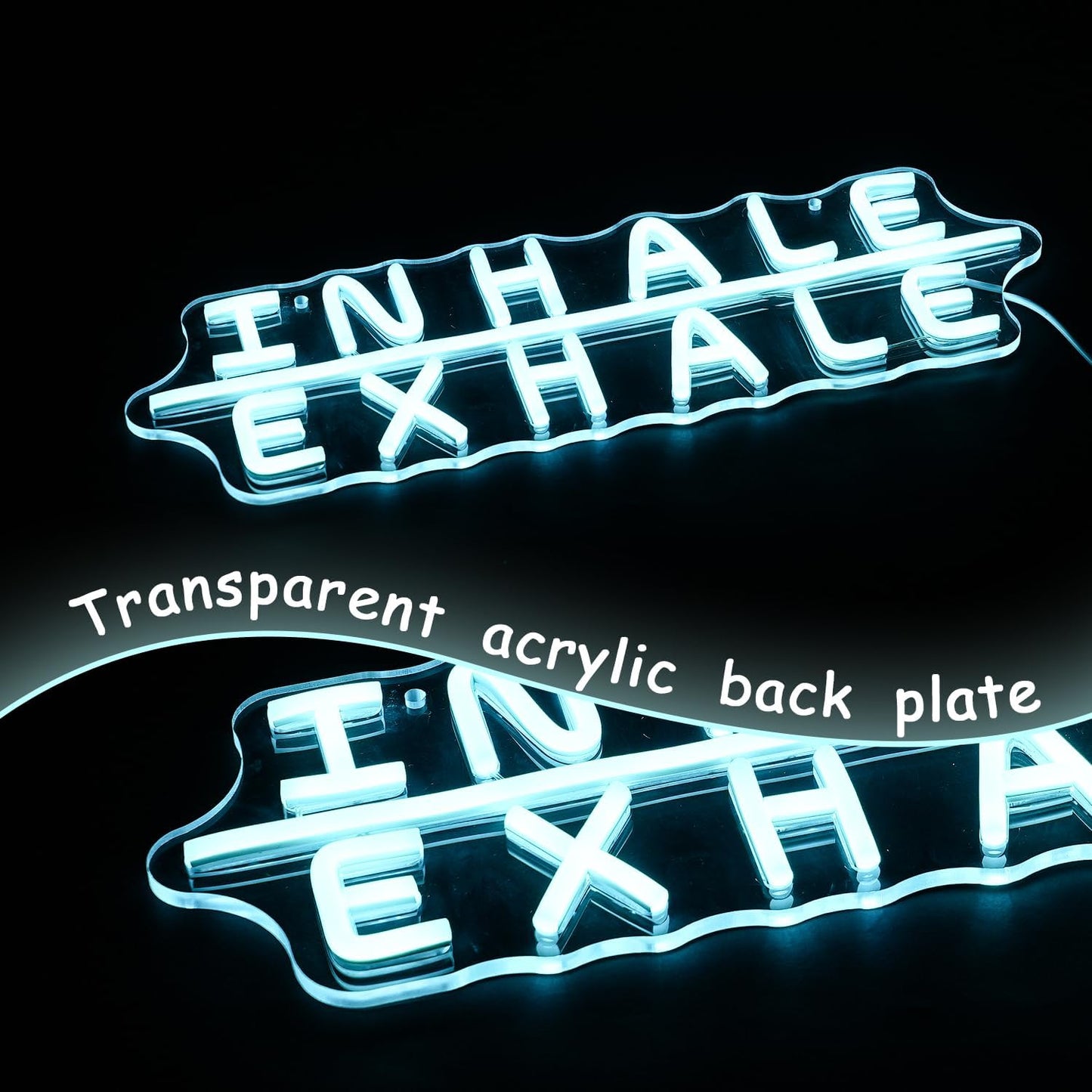 "Inhale Exhale" Neon Sign Yoga Neon Signs Letter Led Neon Sign Blue LED Neon Lights for Yoga Room Pilates Studio Bedroom Gym Decoration