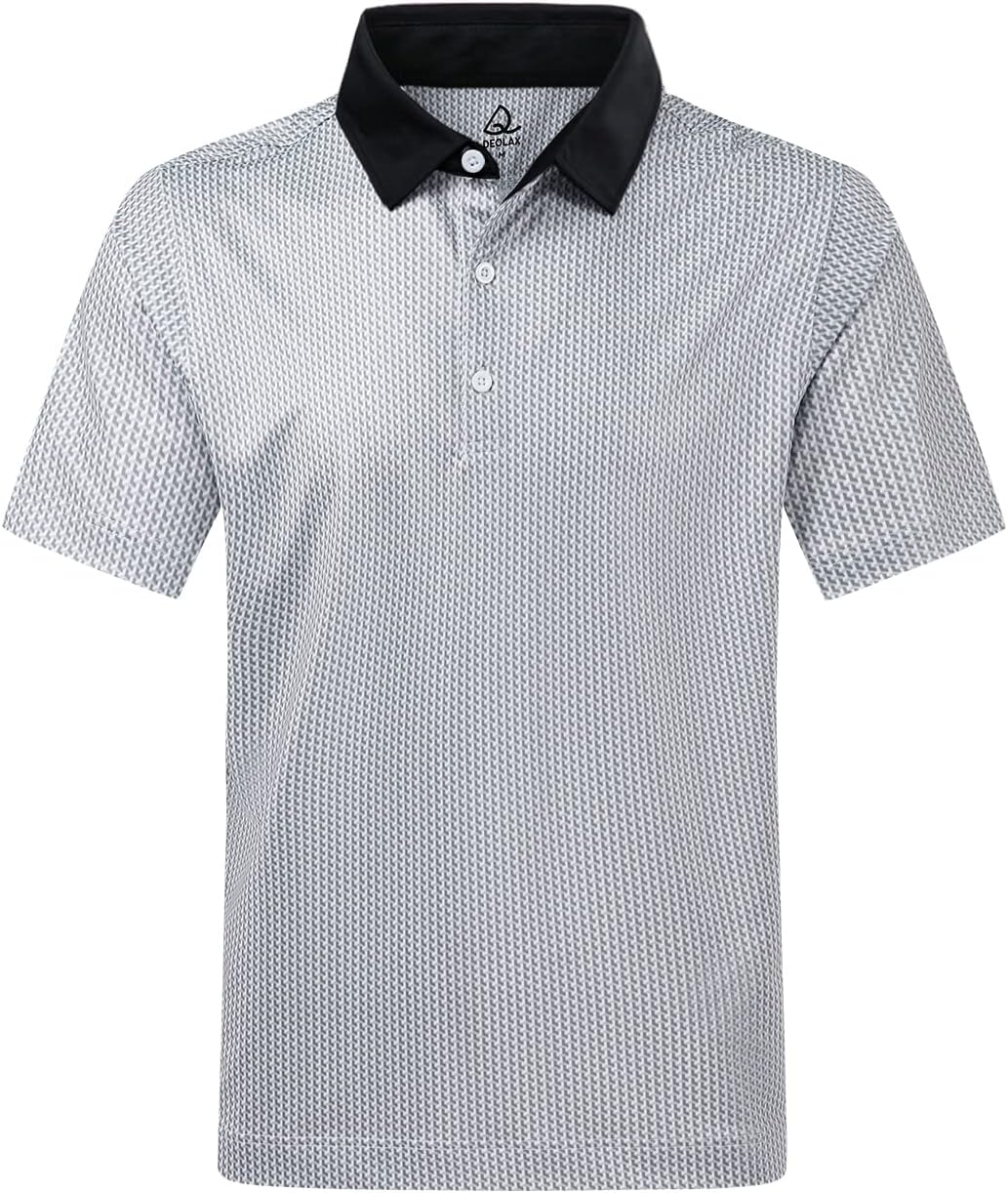 DEOLAX Mens Polo Shirts Fashion Print Mens Golf Shirt Dry Fit Mens Golf Polo Short Sleeve Quick Dry Funny Golf Shirt for Men