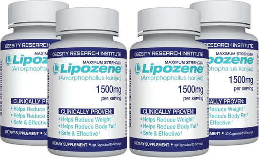 Lipozene Diet Pills - Weight Loss Supplement - 4 Bottles of 30 Capsules Each, a Total of 120 Capsules!
