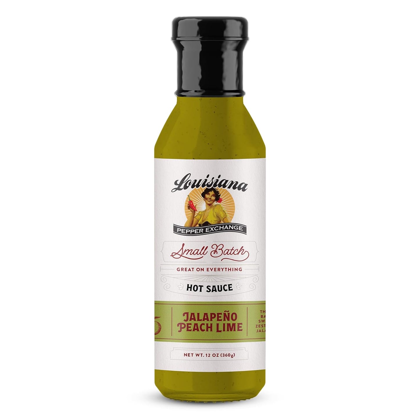 Louisiana Pepper Exchange Peach Jalapeno Lime Hot Sauce, Gluten-Free, 12 Fl Oz, 2-Pack