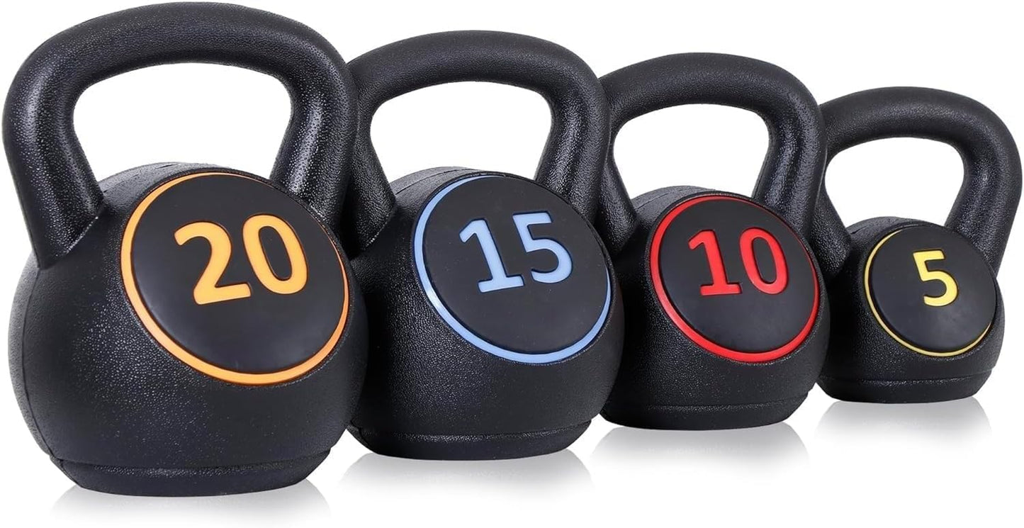 ZENY Kettlebell Sets, 4-Piece Kettlebells 5lb, 10lb, 15lb, 20 lb, Kettle Bell Weights for Dumbbel Weights Exercise, Strength Strainging Kettlebells, Home Gym, Full Body Workout Equipment