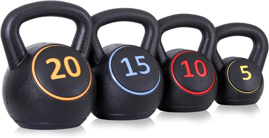 ZENY Kettlebell Sets, 4-Piece Kettlebells 5lb, 10lb, 15lb, 20 lb, Kettle Bell Weights for Dumbbel Weights Exercise, Strength Strainging Kettlebells, Home Gym, Full Body Workout Equipment