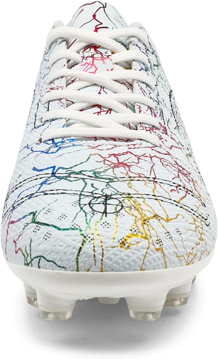 Boys' Soccer Shoes Kids Firm Ground Soccer Cleats Girls Athletic Sneakers Outdoor Turf Football Shoes for Little/Big Kid