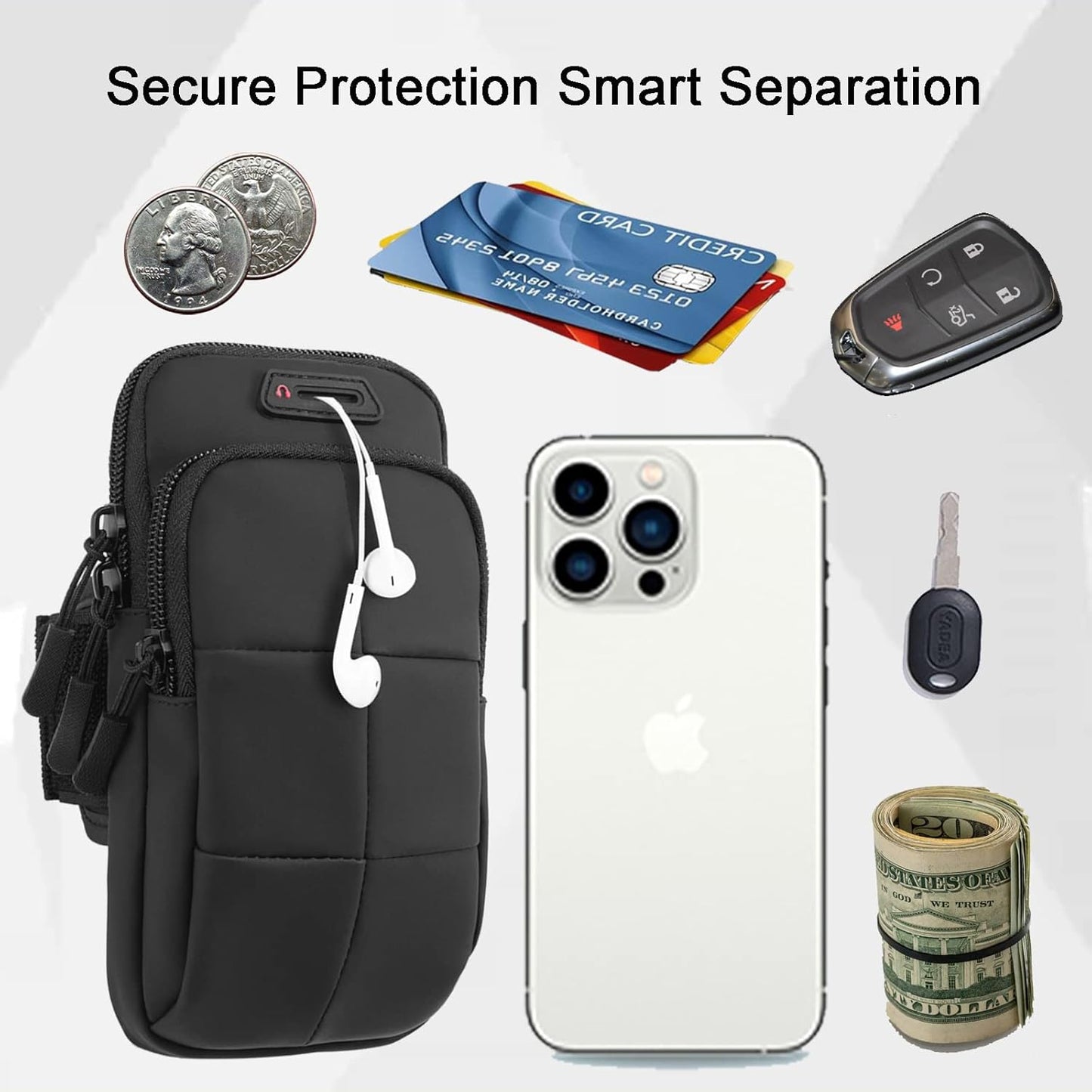 Phone Arm Bands for Running, Armband Cell Phone Holder for Exercise (Black)