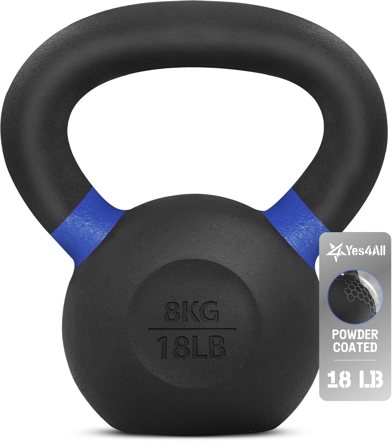 Yes4All Powder Coated Cast Iron Kettlebell Strength Training Kettlebells Weight Set for Full Body Workout, Home Gym