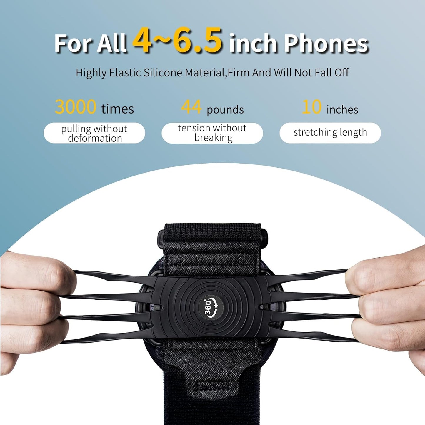 Running Armband 360°Rotatable for Phone Holder,Upgrade Anti-Drop Forearm Phone Armband for iPhone 16/15/14/Pro/Mini/12/11/SE/XR XS,Fits All 4-6.5 Inch Smartphones (ArmBlack)