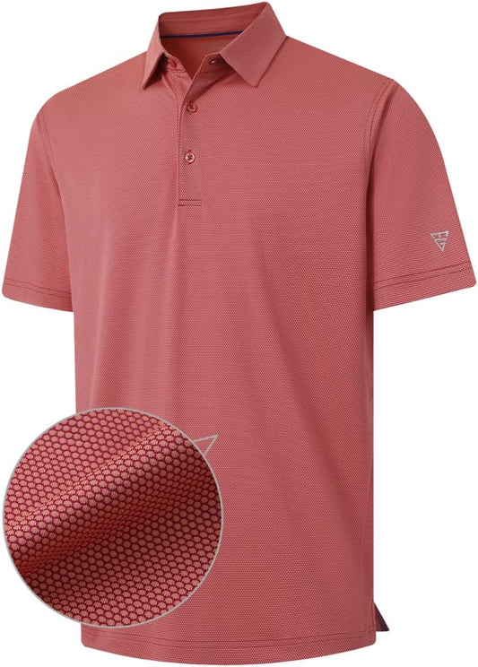 M MAELREG Golf Shirts for Men Dry fit Sports Jacquard Lightweight Performance Texture Short Sleeve Collared Polo Shirts