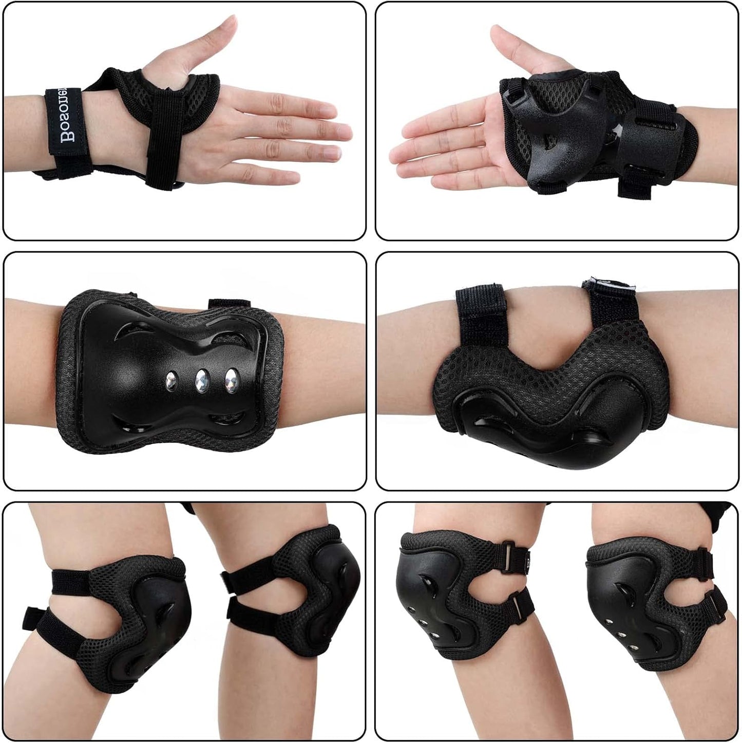 BOSONER Kids/Youth Knee Pad Elbow Pads Guards Protective Gear Set for Roller Skates Cycling BMX Bike Skateboard Inline Skatings Scooter Riding Sports