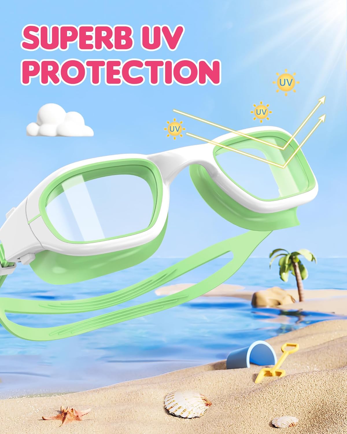 Kids Swim Goggles,Swimming Goggles for Kids 6-14, Anti-Fog UV Protection Pool Glasses for Boys Girls