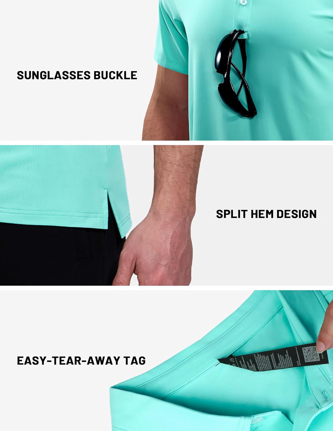 MIER Polo Shirts for Men Short Sleeve Dry Fit Performance Golf Tennis Active Collared Shirts, UPF 50+ Sun Protection