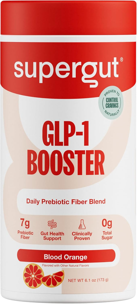 Supergut Gut Healthy Flavored GLP-1 Booster, Blood Orange - High Fiber GLP-1 Supplement Powder for Women & Men - Sugar-Free Drink Mix for Gut Health & Digestive Support (18 Servings)