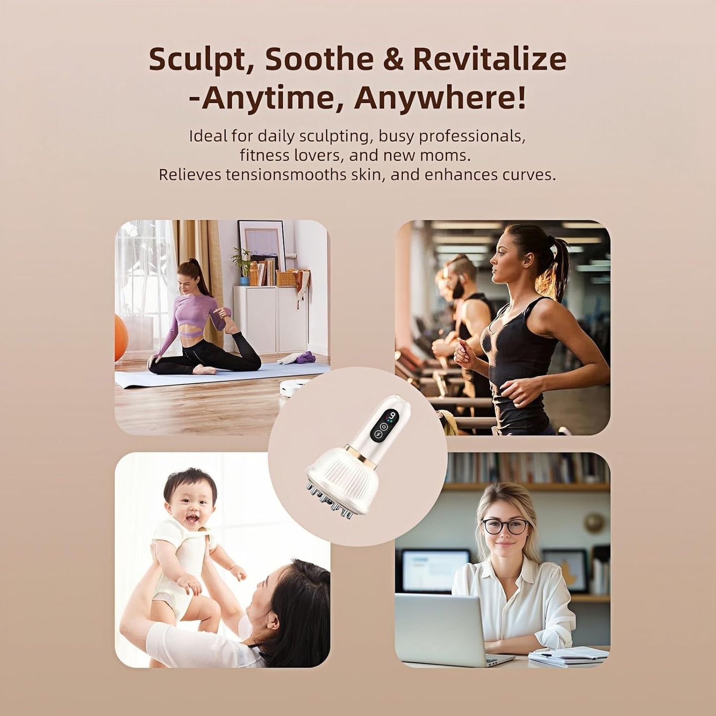 Lymphatic Drainage Massager for Legs, Arms & Belly – Anti Cellulite & Stretch Marks Reduction Tool with Microcurrent, Heat, Vibration & Light Therapy – Portable Body Sculpting Machine for Home Use