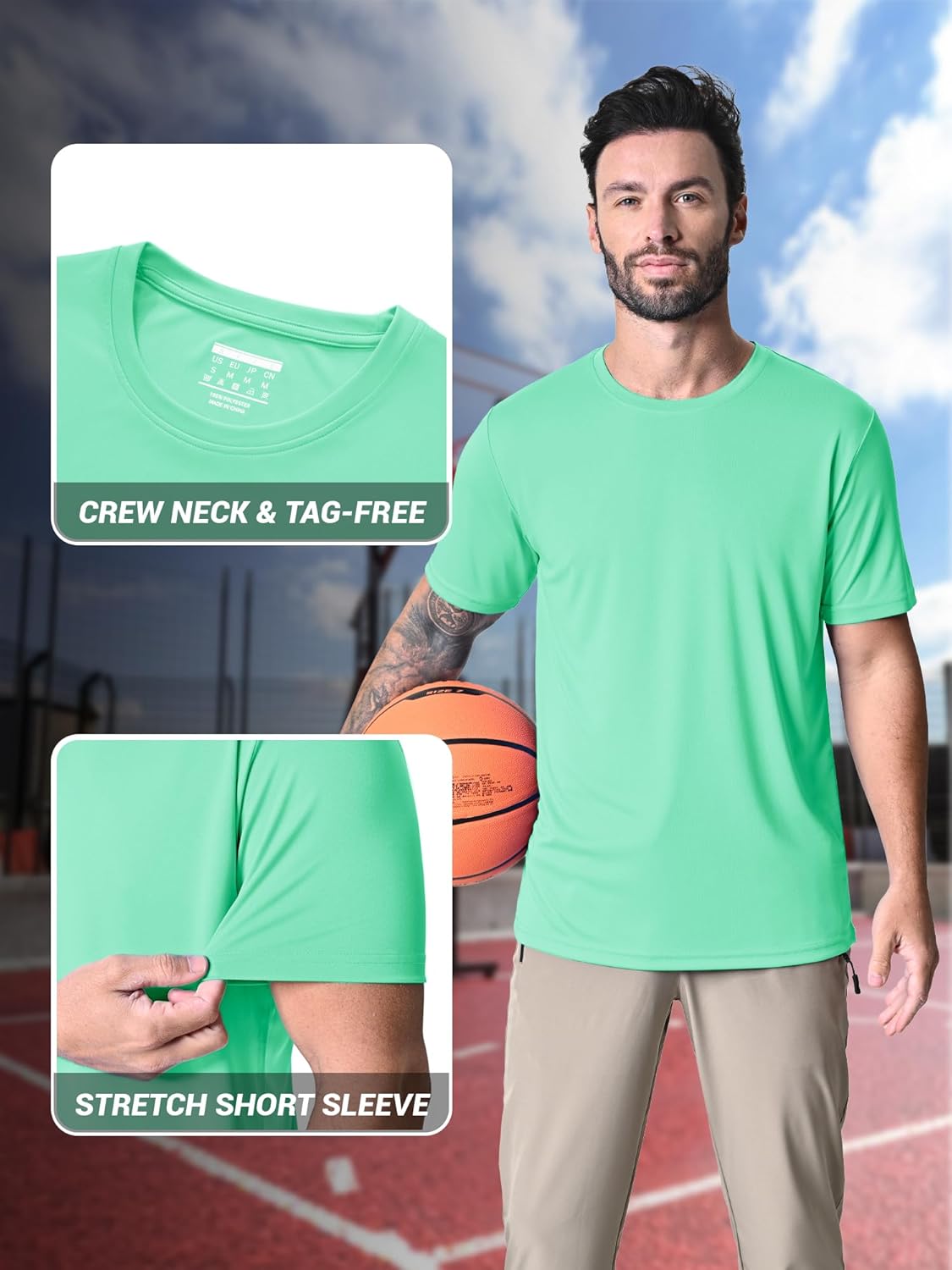 MAGCOMSEN Men's Short Sleeve UPF 50+ T-Shirt Quick Dry Rash Guard Athletic Running Swim Top Tee Performance Water Shirts