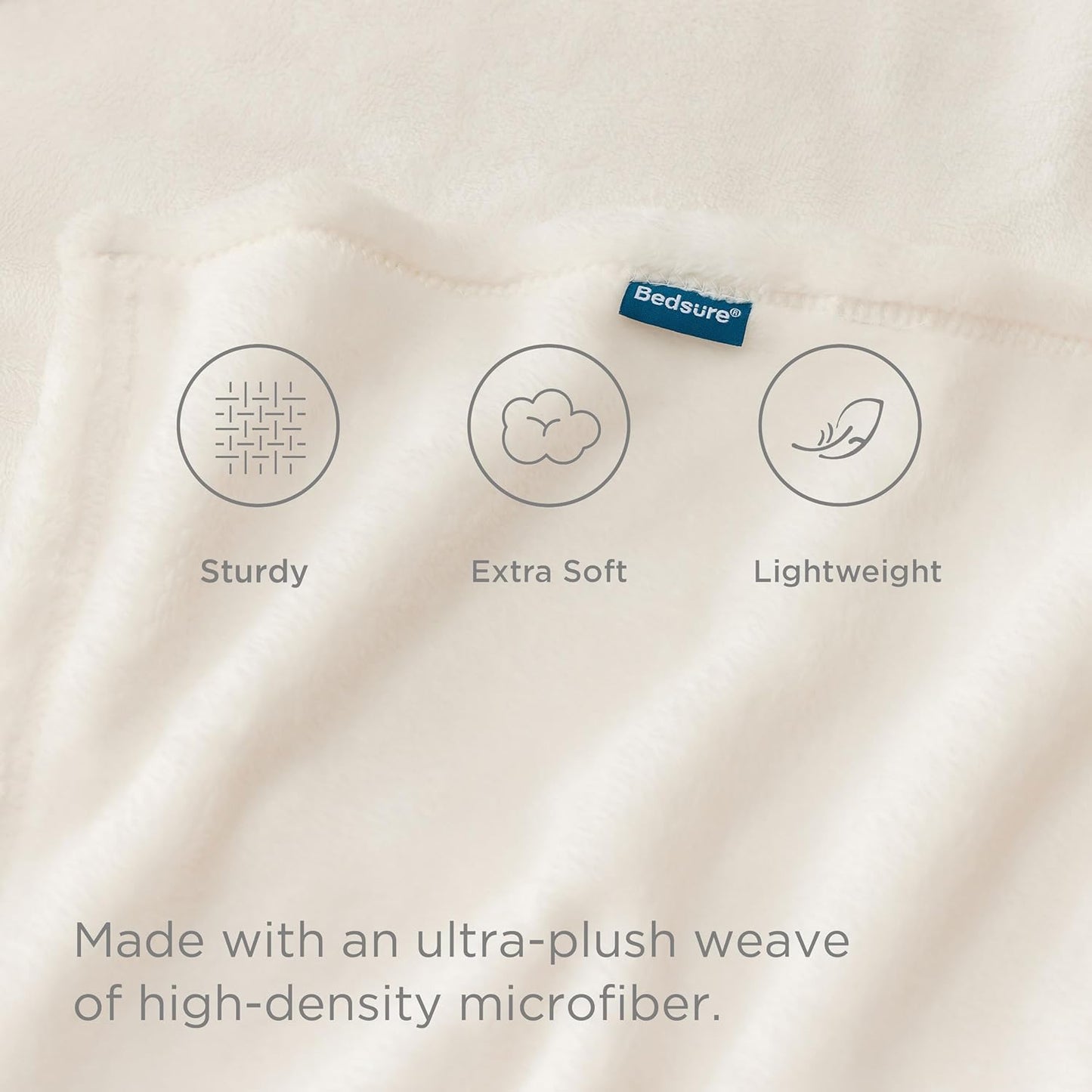 Bedsure Fleece Bed Blankets Full Size Cream - Soft Lightweight Plush Fuzzy Cozy Luxury Blanket Microfiber, 84x90 inches