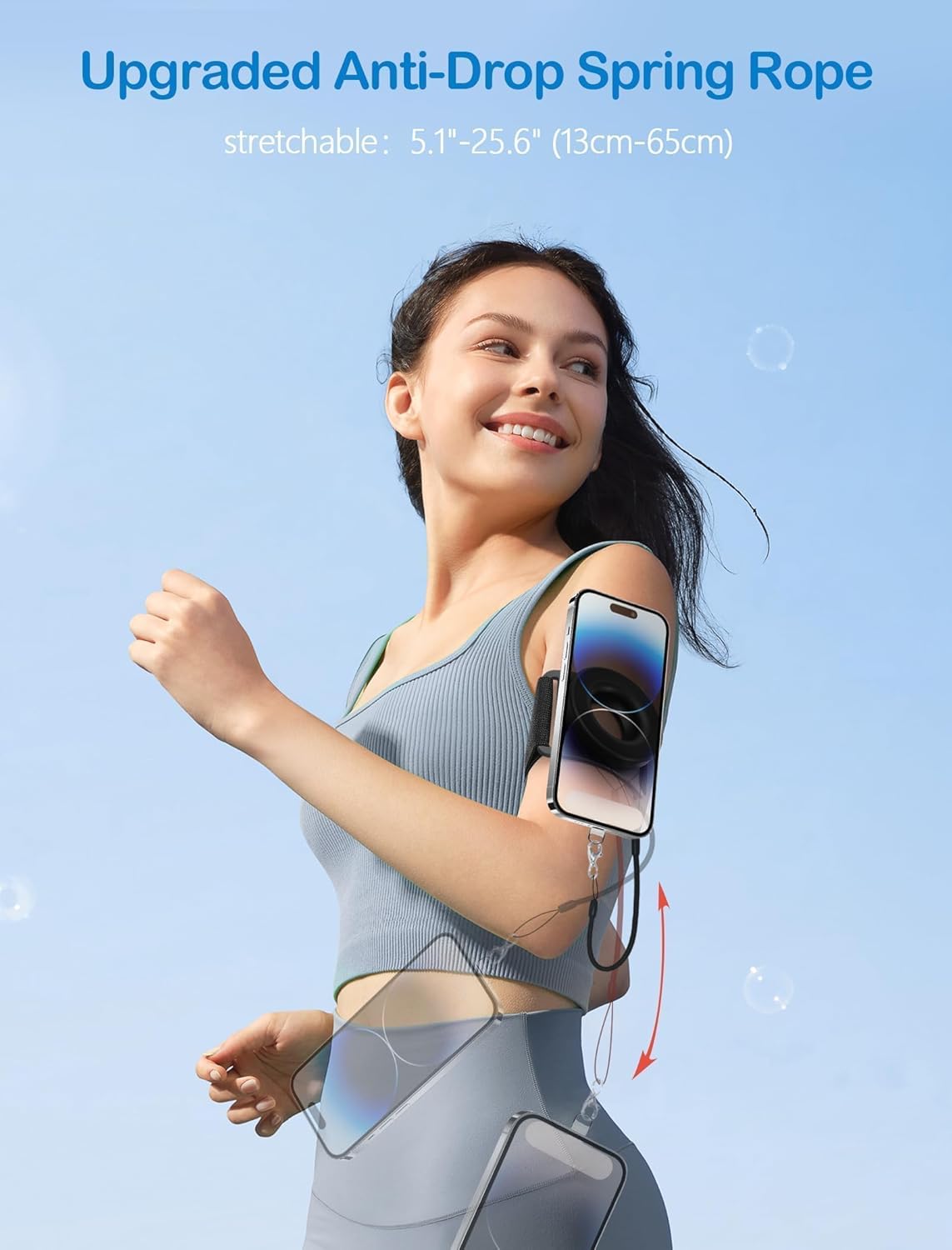 TOPGO Running Phone Holder for iPhone [360° Rotatable & Upgrade Anti-Drop] Magnetic Wrist Phone Holder, Magsafe Armband Compatible with iPhone 17 Pro and Android - Black