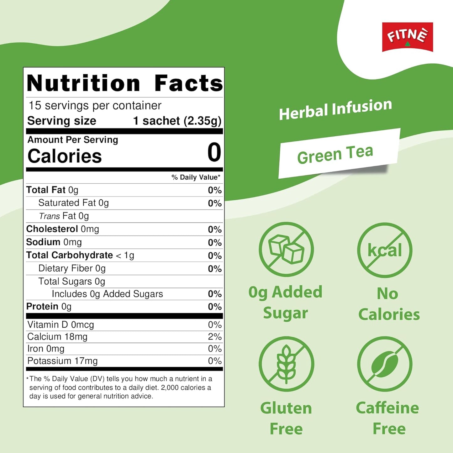 FITNE Green Tea Herbal Honey Lemon With Garcinia Senna Infusion Gentle Detox Cleanse High Antioxidant No Calories Stevia Sweetener, 15 Tea Bags