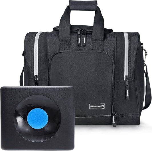Mangrove Bowling Ball Bag for Single Ball, 2020 Bowling Ball Tote Bowling Bag with Padded Ball Holder - Fits Bowling Shoes Up to Mens Size 14 and Accessories (Black)
