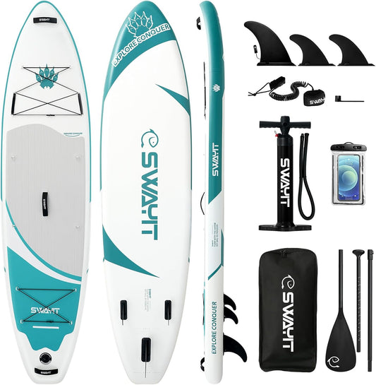 Inflatable Stand Up Paddle Board – Durable SUP for Adults & Youth,33" Wide Blow Up Paddle Board with Paddle, Pump, Backpack,Leash – All Around Stable for All Skill Levels, Carries up to 450 lbs