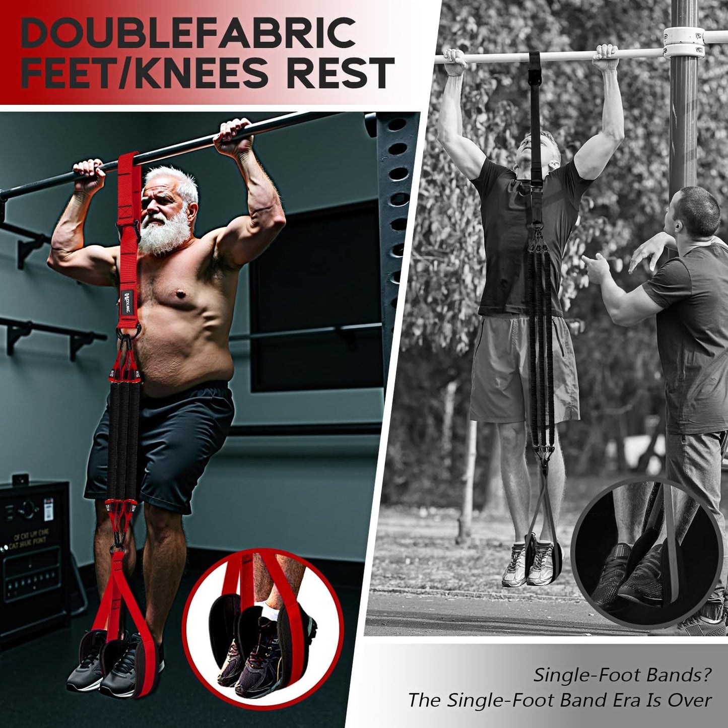 Pull Up Assistance Bands, Adjustable Heavy Duty Resistance Band for Pull Up, 3 Pull Up Bands, Comfortable Fabric Feet/Knee Rest, Assistance Bands for Pull-Up, Home Fitness, Body Stretching