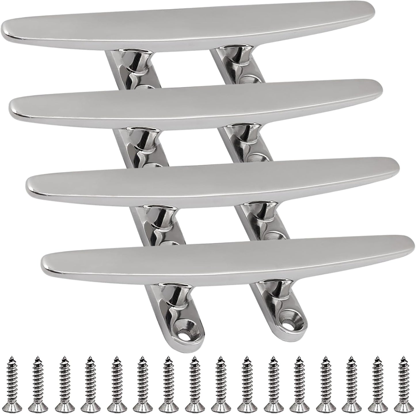 SHENGHUISS Boat Cleat 316 Stainless Steel Open Base Boat Dock Cleats Flat Top Mooring Cleat for Boat, Deck, Dock, Hook (4"/5"/6"/8"/10"/12")