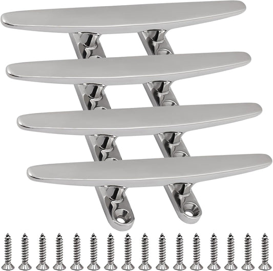 SHENGHUISS Boat Cleat 316 Stainless Steel Open Base Boat Dock Cleats Flat Top Mooring Cleat for Boat, Deck, Dock, Hook (4"/5"/6"/8"/10"/12")