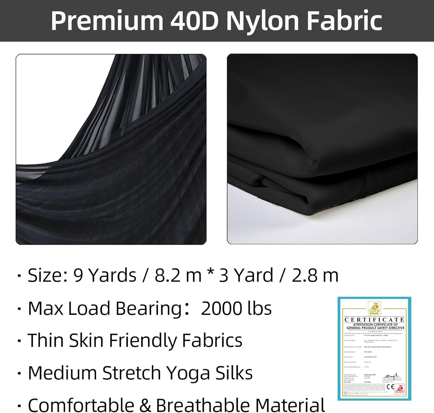 PRIOR FITNESS Aerial Silks Kit Colorful 9/15/20 Yards 40D Nylon Fabric Hammock Set With Hardware & Guide for All Levels Of Aerial Yoga Practice and Acrobatic Flying For Adults Aerial silk