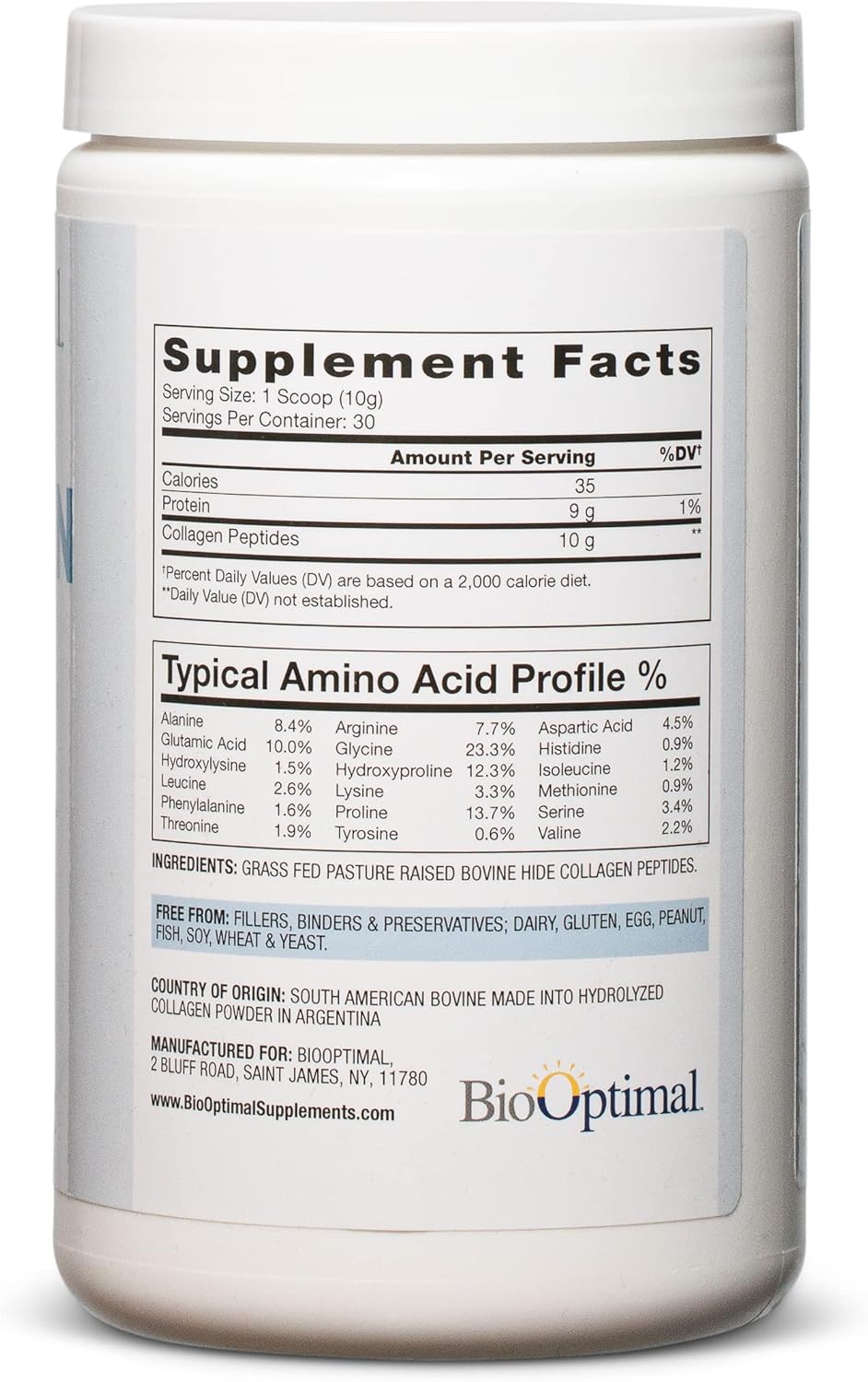 Collagen Peptides Powder - Grass-Fed, Pasture-Raised Hydrolyzed Protein Supplement for Skin, Hair, & Nails - Non-GMO, Zero Sugar Daily Supplement for Men & Women (30 Servings)